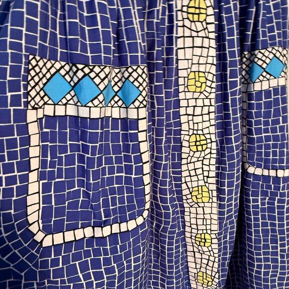 MII Collection Aux Cyclades Mosaic Patterned Cotton Midi Skirt Size XS - Picture 7 of 8